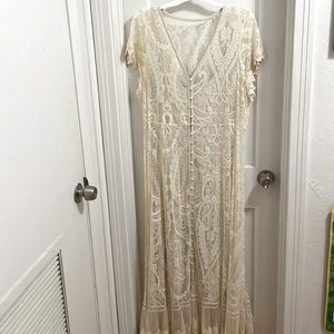 Elegant, Ivory lace maxi dress